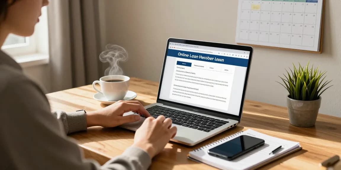 Applying for an online $100 loan at home, with a laptop and budgeting notes.