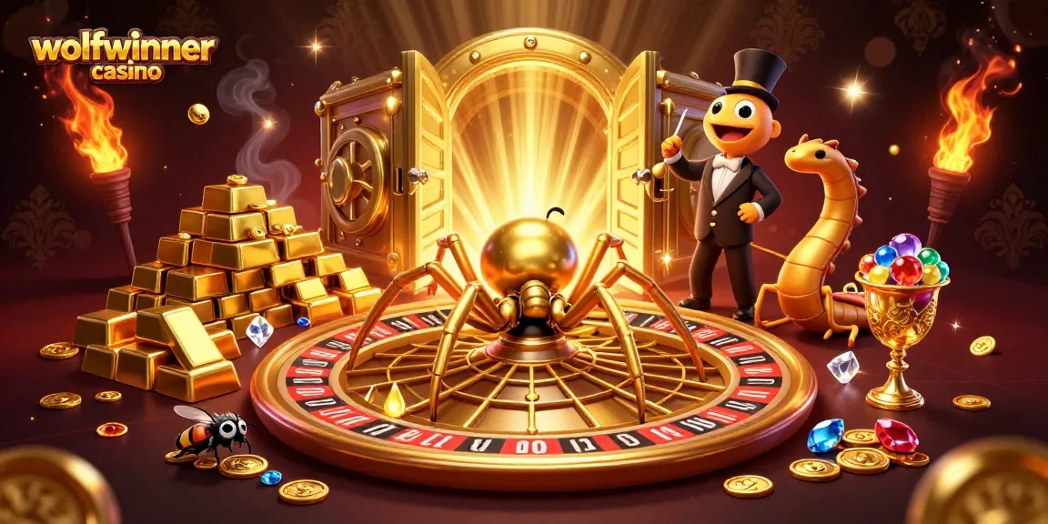 Capture the excitement of wolfwinner casino's vibrant games with a captivating 3D scene.