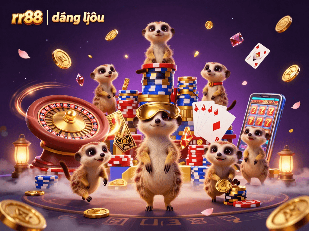 Engage with rr88 | đăng nhập as meerkats run a vibrant 3D casino operation filled with treasures.