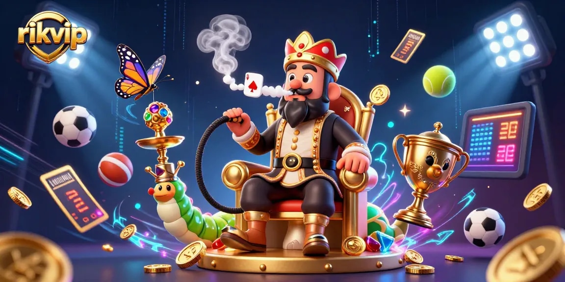 Experience winning strategies at rikvip with vibrant sports-themed jackpot excitement in this dynamic illustration.