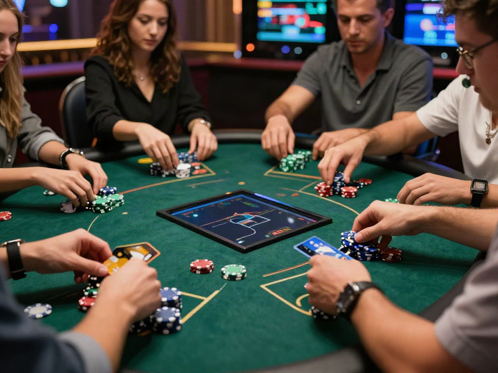 Exciting scene of players at online casinos that accept credit card, engaging with games and credit cards in a lively atmosphere.